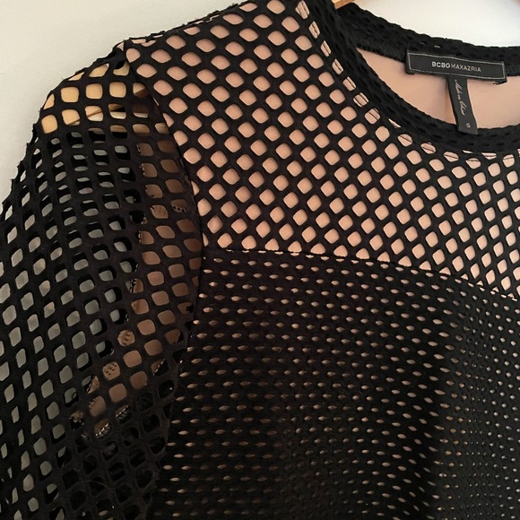 BCBG Black long sleeved fishnet top, size S - Picture 3 of 4